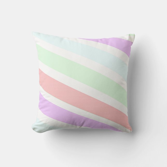 Klassisk, elegant mjuk pastel färg rand kudde (Framsida)