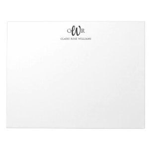 Klassisk Elegant Modern 3 Monogram - initialt skri Anteckningsblock