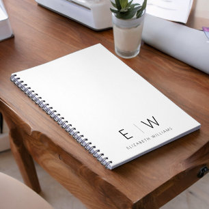 Klassisk Elegant Modern Minimalist Monogram Namn Anteckningsbok