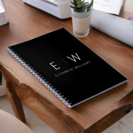 Klassisk Elegant Modern Minimalist Monogram Namn Anteckningsbok