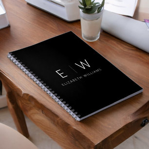 Klassisk Elegant Modern Minimalist Monogram Namn Anteckningsbok