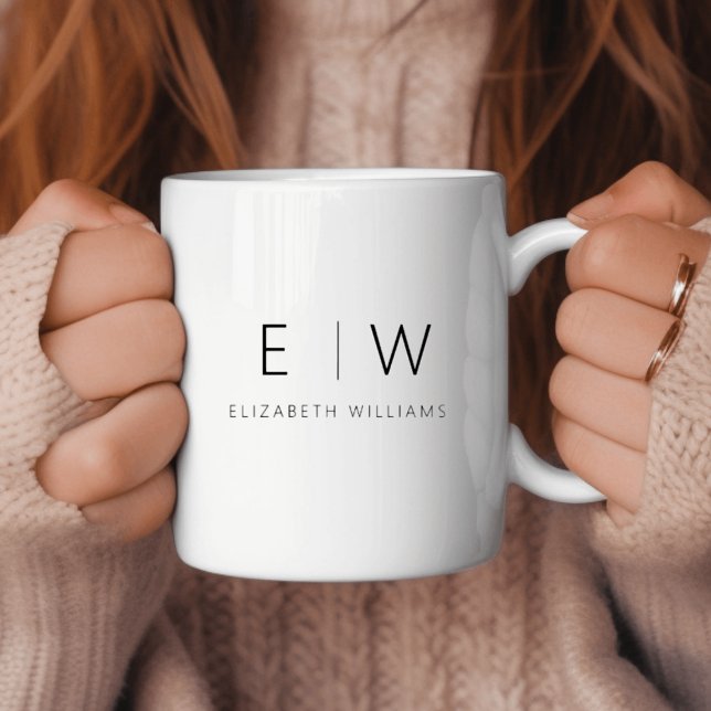 Klassisk Elegant Modern Minimalist Monogram Namn Kaffemugg (Skapare uppladdad)