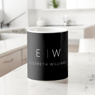 Klassisk Elegant Modern Minimalist Monogram Namn Kaffemugg