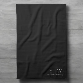 Klassisk Elegant Modern Minimalist Monogram Namn Kökshandduk