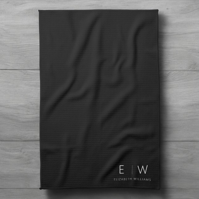 Klassisk Elegant Modern Minimalist Monogram Namn Kökshandduk (Skapare uppladdad)
