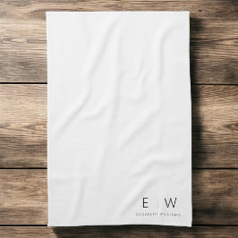 Klassisk Elegant Modern Minimalist Monogram Namn Kökshandduk