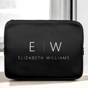 Klassisk Elegant Modern Minimalist Monogram Namn Laptop Fodral