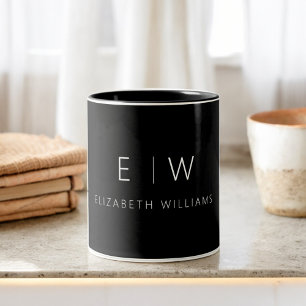 Klassisk Elegant Modern Minimalist Monogram Namn Två-Tonad Mugg