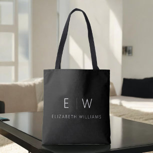 Klassisk Elegant Modern Minimalist Monogram Namn Tygkasse