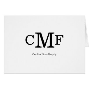 Klassisk Elegant Modern Simple 3 Monogram Initial OBS Kort