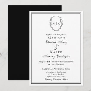 Klassisk Elegant Monogram botaniska Vapenskölden v Inbjudningar