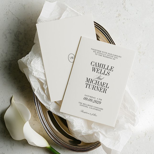 Klassisk Elegant Monogram Bröllopsinbjudan Spara Datumet (Classic Elegant Monogram Wedding Invitation)