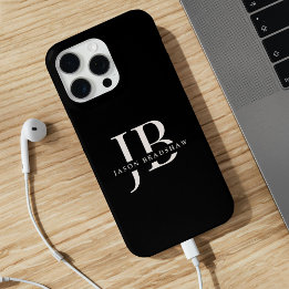 Klassisk Elegant Monogram och Namn Black