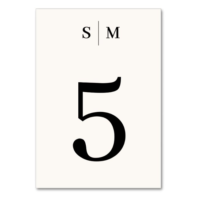 Klassisk Elegant Monogram Vit Elfenben Bröllop Bordsnummer (Framsidan)