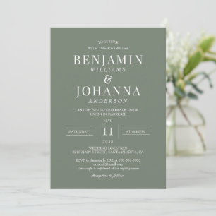 Klassisk Elegant Moss Grönt Bröllop Inbjudningar