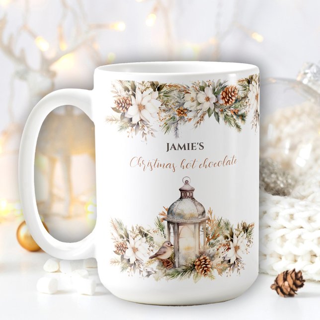 Klassisk Elegant Namn-julfärg Hett Chocolate Large Kaffemugg (Classic Elegant Name Christmas Hot Chocolate Large Coffee Mug)
