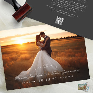 Klassisk Elegant Namn Photo QR-kodwebbplats Spara Datumet