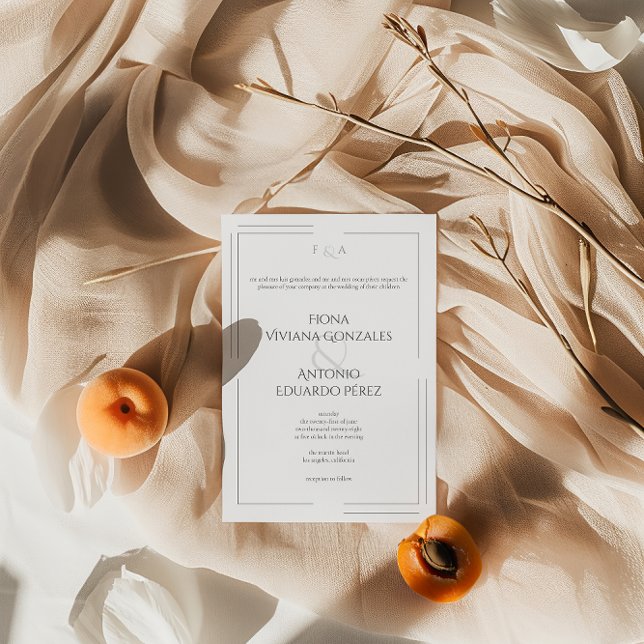 Klassisk Elegant Neutralt Ampersand Monogram Bröll Inbjudningar (Skapare uppladdad)