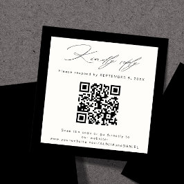 Klassisk elegant QR RSVP elfenbensvit vigsel minia Tilläggskort
