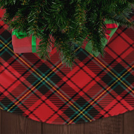 Klassisk Elegant Red Tartan-Helgdag Julgransmatta Borstad Polyester