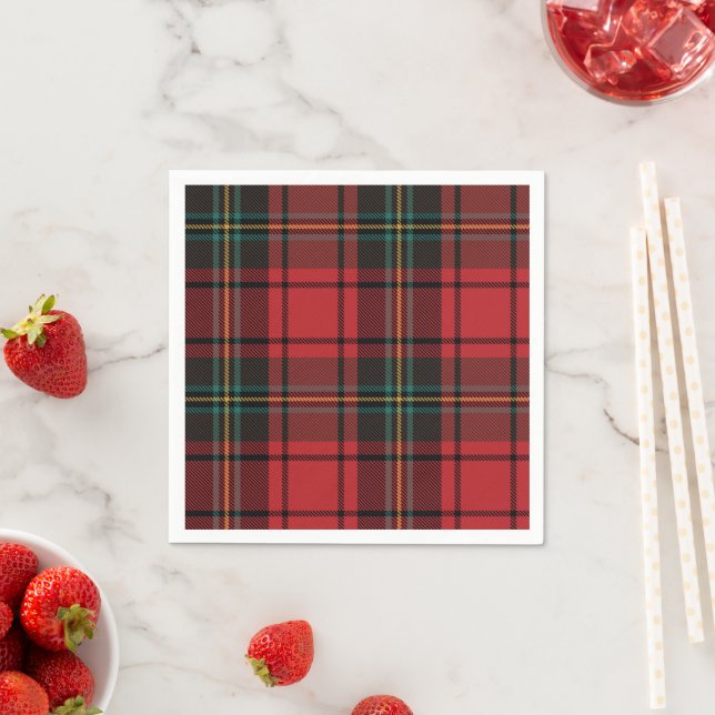 Klassisk Elegant Red Tartan-Helgdag Pappersservett (Insitu)