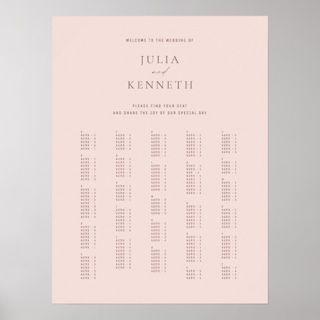 Klassisk Elegant Ro Alfabetisk Bröllop Poster (Framsidan)