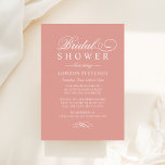 Klassisk Elegant Ro Guld Bröllop Möhippa Inbjudningar<br><div class="desc">Formell design i bröllop inbjudningskort för möhippan har en vacker typografi som kombinerar ett traditionellt, vitt blomstrande kalligrafiskt skript med klassisk blockering på färgaden ro guld. Innehåller en dekorativ dekorativ dekorativ dekorativ dekorativ dekorativ rulla. Anpassningsbarna kan vara fullt personlig för bridens speciella dag. Var snäll och se till att vår...</div>