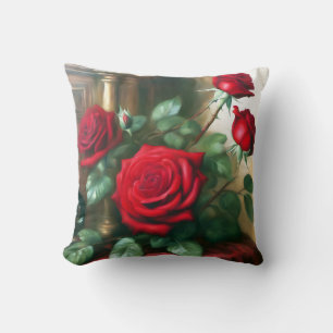 Klassisk Elegant Röd ros Art Kudde
