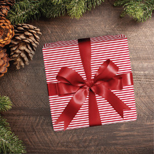Klassisk Elegant Röd Vit Rand Jul Presentpapper