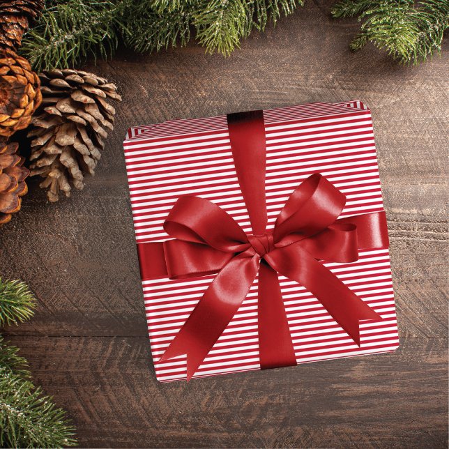 Klassisk Elegant Röd Vit Rand Jul Presentpapper (Skapare uppladdad)