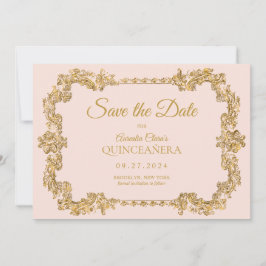 Klassisk Elegant  Rosa Guld Ram Quinceanera Meddelande