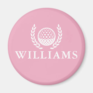 Klassisk Elegant Rosa Personligt Namn Monogram Magnet