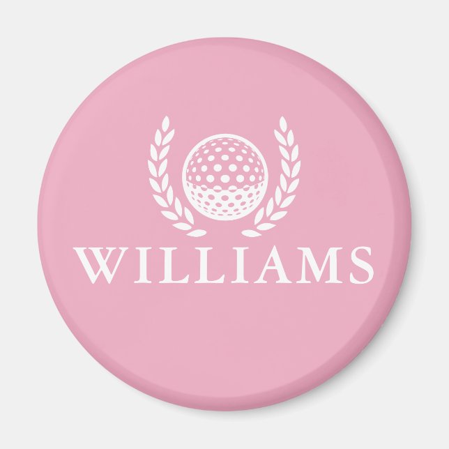 Klassisk Elegant Rosa Personligt Namn Monogram Magnet (Framsidan)