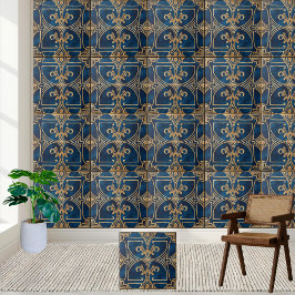 Klassisk Elegant Royal Blue och Guld Grekiska plat Kakelplatta