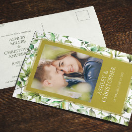 Klassisk Elegant Rustic Blommigt Gräns Bröllop Meddelande Vykort