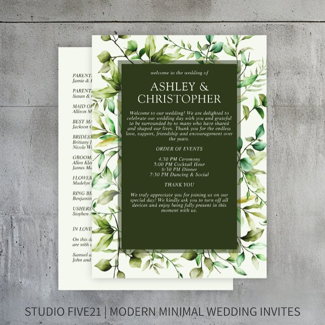 Klassisk Elegant Rustic Blommigt Gräns Bröllop Program (Skapare uppladdad)