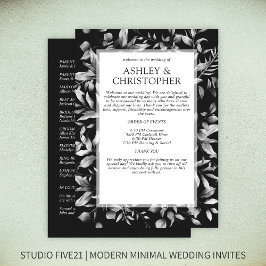 Klassisk Elegant Rustic Blommigt Gräns Bröllop Program