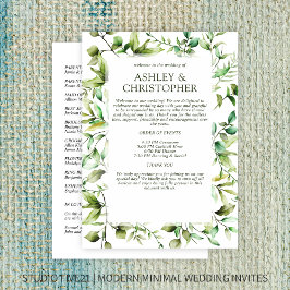 Klassisk Elegant Rustic Blommigt Gräns Bröllop Program