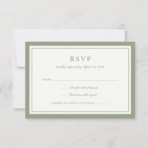 Klassisk Elegant Salvia Grön Ram Bröllop RSVP