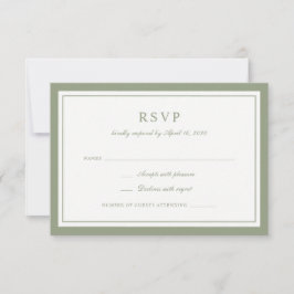 Klassisk Elegant Salvia Grön Ram Bröllop RSVP Inbjudningar