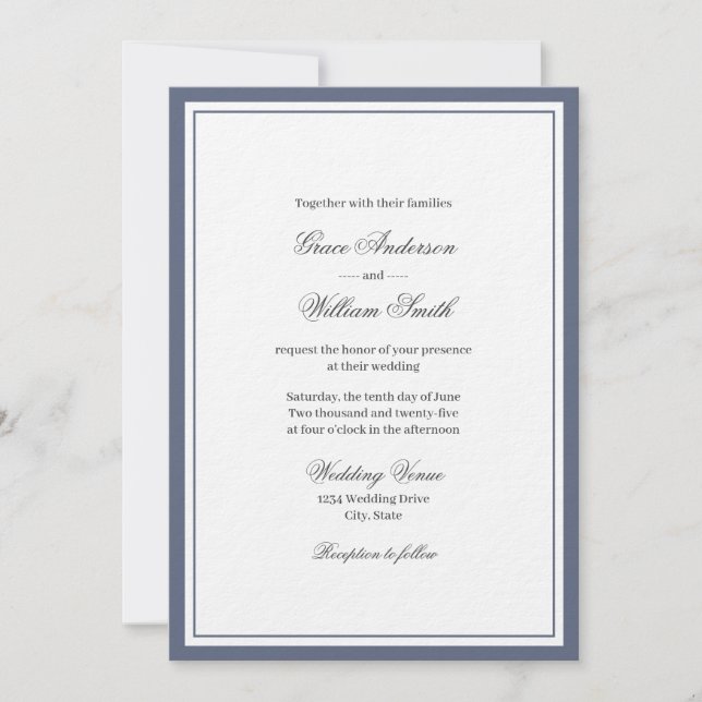 Klassisk Elegant Script Families-bröllopsinbjudan Inbjudningar (Framsida)