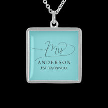 klassisk elegant silver och guld turkos halskedja