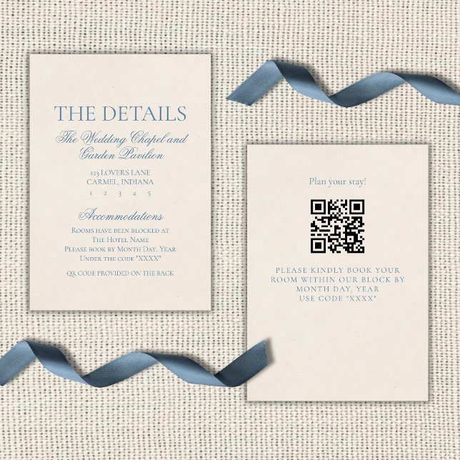 Klassisk Elegant Skrift Damblå Tilläggskort (Classic Elegant Script Dusty Blue Enclosure Card)
