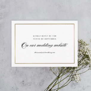 Klassisk Elegant Skrift Guld Bröllopswebbplats OSA Kort