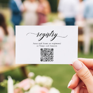 Klassisk Elegant Skript QR-kod Duschregister Anteckningskort