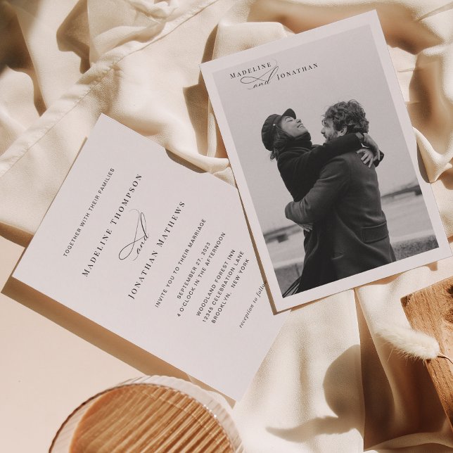 Klassisk Elegant, skripttypografi, foto Bröllop Inbjudningar (Skapare uppladdad)