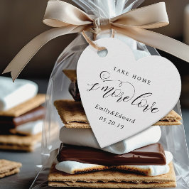 Klassisk Elegant S'mores Hjärtformad Bröllop Gåvor Etiketter