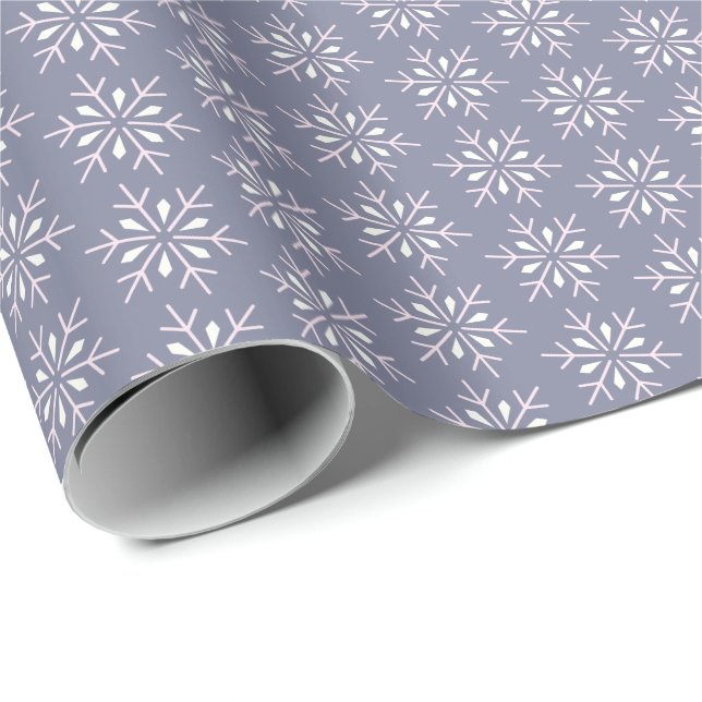 Klassisk Elegant Snöflinga Blå Jul Högtid Presentpapper (Rullad Hörn)