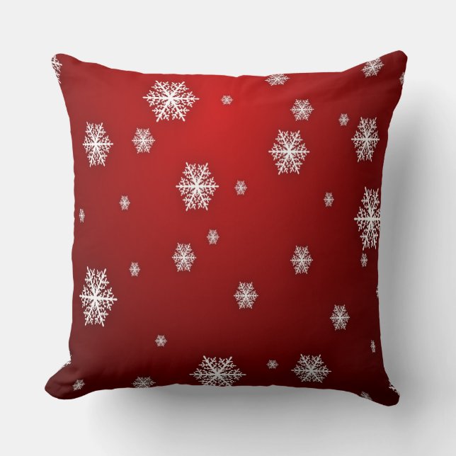 Klassisk Elegant Snowflake Mönster Red-jul Kudde (Framsida)