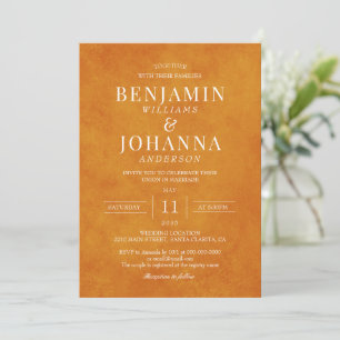 Klassisk Elegant Solnedgång Orange Vattenfärg Bröl Inbjudningar
